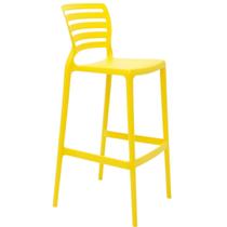 Banqueta Alta Tramontina Sofia Amarelo com Encosto Plástico Banqueta Alta Tramontina Sofia Amarelo com Encosto Plástico