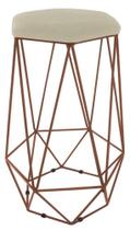 Banqueta Aramado Base Bronze Hexágono - Suede Bege Banqueta Aramado Base Bronze Hexágono - Suede Bege