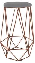 Banqueta Aramado Base Bronze Hexágono - Suede Cinza Banqueta Aramado Base Bronze Hexágono - Suede Cinza
