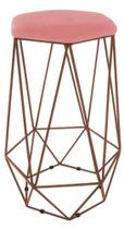 Banqueta Aramado Base Bronze Hexágono - Suede Rosê Banqueta Aramado Base Bronze Hexágono - Suede Rosê