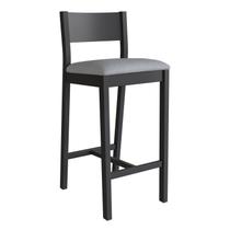 Banqueta Assento Estofado Madeira Maciça Manu Preto/Algodão