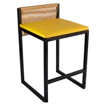 Banqueta Baixa Bali Estilo Industrial Junco Fendi Assento Amarelo