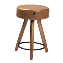 Banqueta Baixa Banco de Cozinha Redondo Banquinho Estrutura Madeira Natural Milton Cores