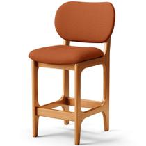 Banqueta Baixa Bar Cozinha E Sala De Jantar Fixa Betta L02 Imbuia Tecido Terracota - Lyam Decor Banqueta Baixa Bar Cozinha E Sala De Jantar Fixa Betta L02 Imbuia Tecido Terracota - Lyam Decor