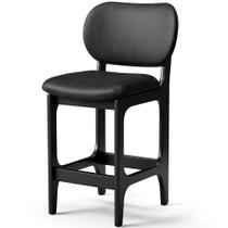Banqueta Baixa Bar Cozinha E Sala De Jantar Fixa Betta L02 material sintético Preto - Lyam Decor Banqueta Baixa Bar Cozinha E Sala De Jantar Fixa Betta L02 material sintético Preto - Lyam Decor