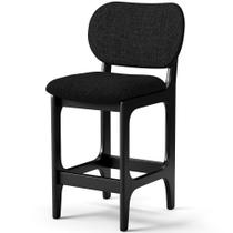 Banqueta Baixa Bar Cozinha E Sala De Jantar Fixa Betta L02 Preto Linho Chumbo - Lyam Decor Banqueta Baixa Bar Cozinha E Sala De Jantar Fixa Betta L02 Preto Linho Chumbo - Lyam Decor