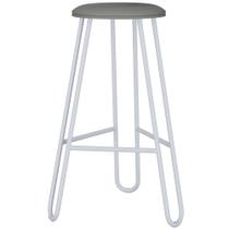 Banqueta Baixa Bar Cozinha Sala de Jantar Áris C01 Branco material sintético Cinza - Lyam Decor Banqueta Baixa Bar Cozinha Sala de Jantar Áris C01 Branco material sintético Cinza - Lyam Decor