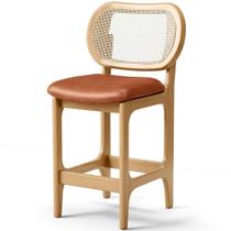 Banqueta Baixa Bar Cozinha Sala de Jantar Betta L02 Mel Tela material sintético Camel - Lyam Decor