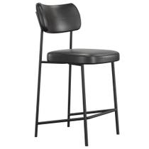 Banqueta Baixa Bar Cozinha Sala De Jantar Preto Elira L02 material sintético Preto - Lyam Decor