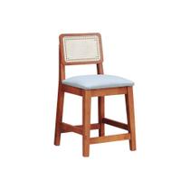 Banqueta Baixa-cadeira Gabi Madeira Maciça Encosto Telinha - Amêndoa Assento Estofado Linho Bege Banqueta Baixa-cadeira Gabi Madeira Maciça Encosto Telinha - Amêndoa Assento Estofado Linho Bege