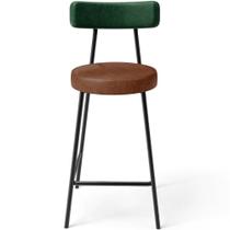 Banqueta Baixa Cozinha Sala Jantar Bancada Milão L02 Facto Verde Musgo Marrom - Lyam Decor Banqueta Baixa Cozinha Sala Jantar Bancada Milão L02 Facto Verde Musgo Marrom - Lyam Decor