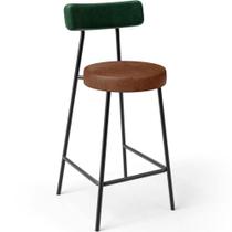 Banqueta Baixa Cozinha Sala Jantar Bancada Milão L02 Facto Verde Musgo Marrom -LyamDecor Banqueta Baixa Cozinha Sala Jantar Bancada Milão L02 Facto Verde Musgo Marrom -LyamDecor