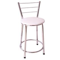 Banqueta Baixa Cromada Banquinho Com Encosto Para Cozinha Bistrô Bar Balcão Area Gourmet