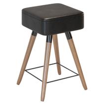 Banqueta Baixa Decorativa Rio 50x32cm com Pés Palito Corano Preto - Abmaza