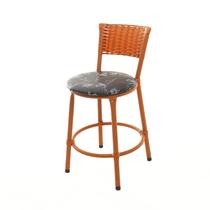 Banqueta Baixa Encapada Junco Imbuia Bar Bistro Americana Cozinha