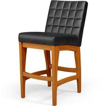 Banqueta Baixa Para Cozinha Bancada Bar Sala De Jantar Fixa Mila L02 Sintético Preto - Lyam Decor Banqueta Baixa Para Cozinha Bancada Bar Sala De Jantar Fixa Mila L02 Sintético Preto - Lyam Decor