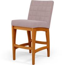 Banqueta Baixa Para Cozinha Bancada Bar Sala De Jantar Fixa Mila L02 Suede Rosê - Lyam Decor Banqueta Baixa Para Cozinha Bancada Bar Sala De Jantar Fixa Mila L02 Suede Rosê - Lyam Decor