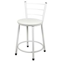 Banqueta Baixa Para Cozinha Branca Assento Branco