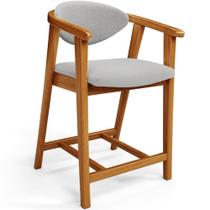 Banqueta Baixa Para Cozinha Sala de Jantar Bancada Cecília L02 Bouclê Cinza - Lyam Decor Banqueta Baixa Para Cozinha Sala de Jantar Bancada Cecília L02 Bouclê Cinza - Lyam Decor