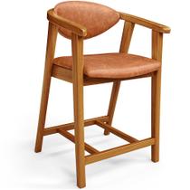 Banqueta Baixa Para Cozinha Sala de Jantar Bancada Cecília L02 material sintético Camel - Lyam Decor Banqueta Baixa Para Cozinha Sala de Jantar Bancada Cecília L02 material sintético Camel - Lyam Decor