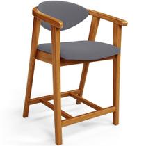 Banqueta Baixa Para Cozinha Sala de Jantar Bancada Cecília L02 Suede Cinza - Lyam Decor