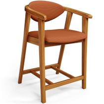 Banqueta Baixa Para Cozinha Sala de Jantar Bancada Cecília L02 Tecido Terracota - Lyam Decor Banqueta Baixa Para Cozinha Sala de Jantar Bancada Cecília L02 Tecido Terracota - Lyam Decor