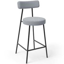 Banqueta Baixa Para Cozinha Sala De Jantar Bar Bancada Milão L02 Bouclê Cinza - Lyam Decor