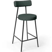Banqueta Baixa Para Cozinha Sala De Jantar Bar Bancada Milão L02 Linho Verde Musgo -LyamDecor Banqueta Baixa Para Cozinha Sala De Jantar Bar Bancada Milão L02 Linho Verde Musgo -LyamDecor