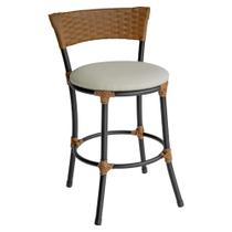 Banqueta Baixa Pisa em Aço e Estofado para Cozinha e Balcão