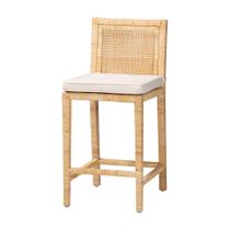 Banqueta Bali & Pari Sofia de Rattan com Assento Almofadado para Balcão Banqueta Bali & Pari Sofia de Rattan com Assento Almofadado para Balcão