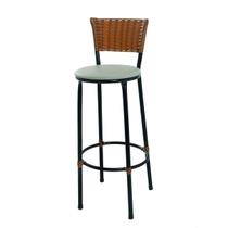 Banqueta Banco Alto Com Assento Confortavel E Encosto De Junco