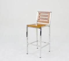 Banqueta, Banco, Bancada De Alumínio C/acabamento Em Madeira