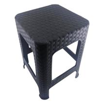 Banqueta banco de plástico rattan preta plas new