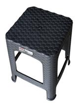 Banqueta Banco Plástica Rattan Preta (Kit c/ 2 Banquetas)