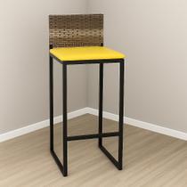 Banqueta Banco Quadrado Alta Para Cozinha Espaço Gourmet Bar Balcão Bancada Ilha Estilo Industrial Itagold