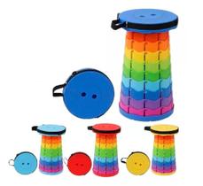 Banqueta Banco Retrátil Tamborete Portátil Camping Altura Ajustável