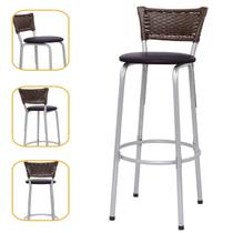Banqueta Bancos Alto 70Cm Para Cozinha Gourmet Varanda Balcão Ilha Bancada Bar Com Encosto Premium Itagold