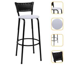 Banqueta Bancos Cadeira Alta 70cm Ideal Cozinha Gourmet Balcão Bar Bancadas Junco preto Itagold