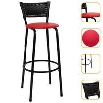 Banqueta Bancos Cadeira Alta 70cm Ideal Cozinha Gourmet Balcão Bar Bancadas Junco preto Itagold