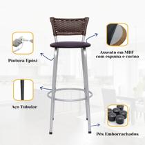 Banqueta Bancos Cadeiras Alto Para Cozinha Gourmet Varanda Balcão Ilha Bancada Bar Com Encosto Premium 70Cm Itagold