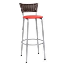 Banqueta Bancos Cadeiras Alto Para Cozinha Gourmet Varanda Balcão Ilha Bancada Bar Com Encosto Premium 70Cm Itagold