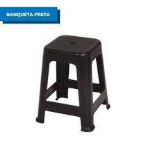 Banqueta Banquinho De Plástico Resistente Branco Cinza ou Preto