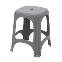 Banqueta Banquinho De Plastico Tramontina Cinza Ate 100kg