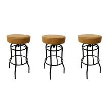 Banqueta Bar Altura 65cm Giratória cor Preta Assento cor Caramelo grosso Combo 3 Peças Banqueta Bar Altura 65cm Giratória cor Preta Assento cor Caramelo grosso Combo 3 Peças