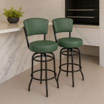 Banqueta Bar com Encosto Giratória Altura 65cm cor Preta Assento grosso Confortável cor Verde 2 Unidades Banqueta Bar com Encosto Giratória Altura 65cm cor Preta Assento grosso Confortável cor Verde 2 Unidades
