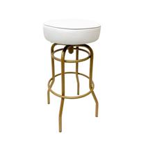 Banqueta Bar Giratória cor Dourado fosco assento branco Altura 74cm