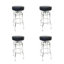 Banqueta Bar Média Altura 65cm Cromada assento preto Giratória Kit 4 Unidades