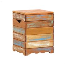 Banqueta Baú Ripado Madeira de Demolição com Pátina Banqueta Baú Ripado Madeira de Demolição com Pátina