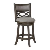 Banqueta Benzara Curved Lattice Back Tecido Cinza