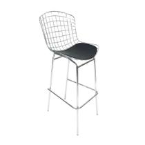 Banqueta Bertoia Cromada assento preto tubular altura 70cm - Poltronas do Sul Banqueta Bertoia Cromada assento preto tubular altura 70cm - Poltronas do Sul